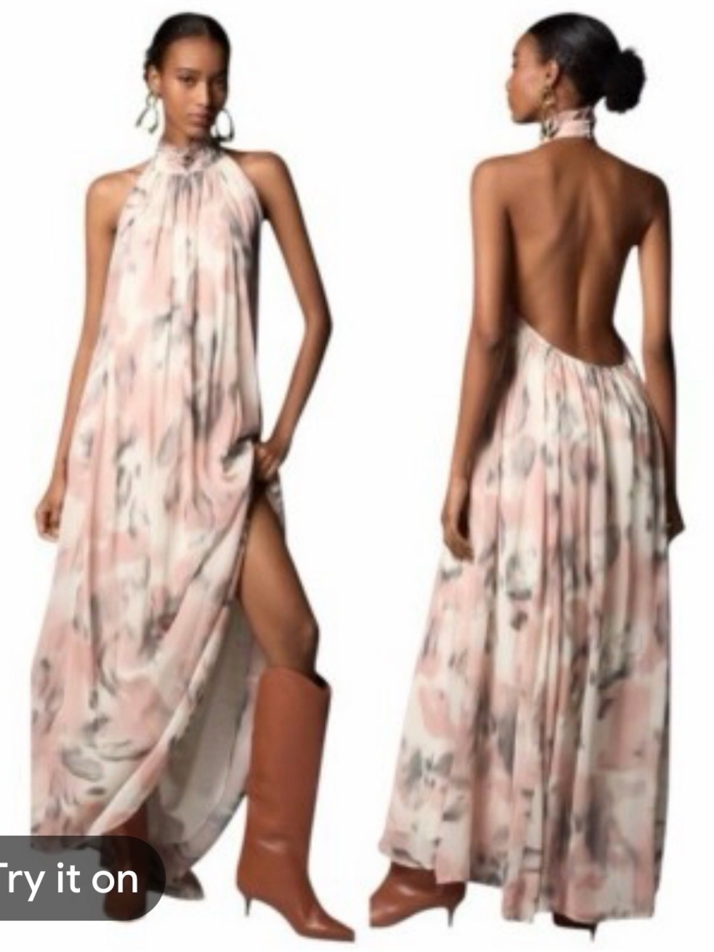 Maeve Halter Sheer Printed Maxi Dress Sz‎ Medium NWT!
